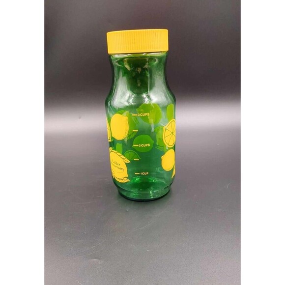 VTG Anchor Hocking ReaLemon Lemon Juice Green Glass Jar Canister Granny Core Qt - Picture 3 of 8